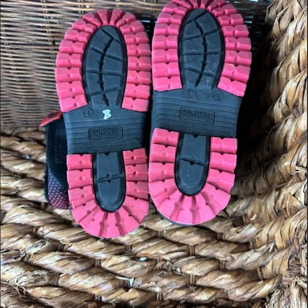 KHOMBU Hickory‎ Kids Size 4M Pink Duck Shoes Black Mid Calf Toddler Winter Boots